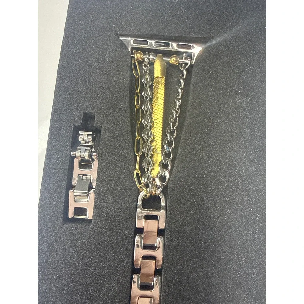 Posh Tech Mixed Metal Multi Strand Chain Band for Apple Watch Silver Gold Tone